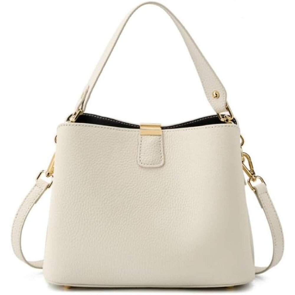 Leather Bucket Bag for Women Crossbody Purse with Detachable Straps